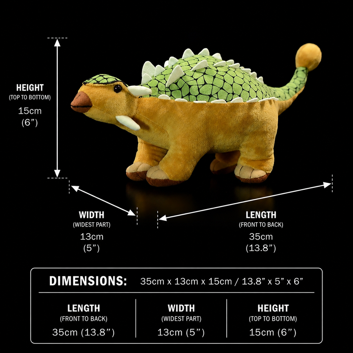Brinquedo de pelúcia macio de pelúcia dinossauro ankylosaurus