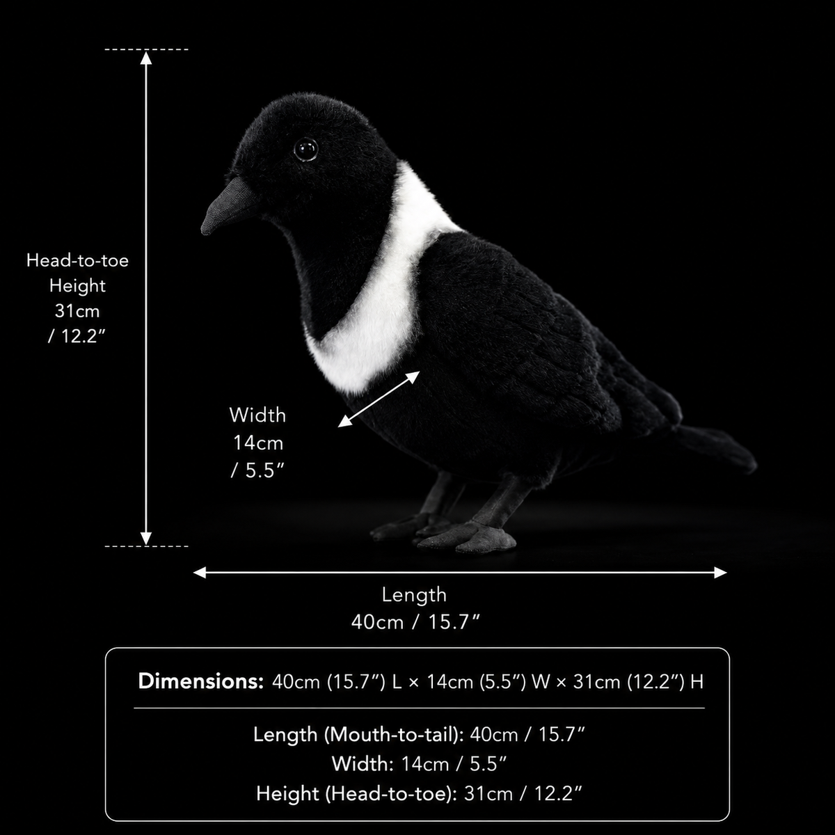 Collared Crow Soft Stuffed Plush Toy