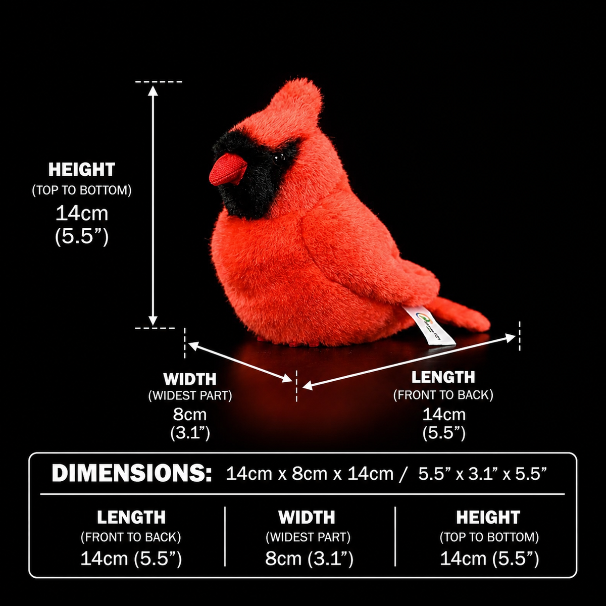 Northern Cardinal Bird Soft Stuffed Plush Toy