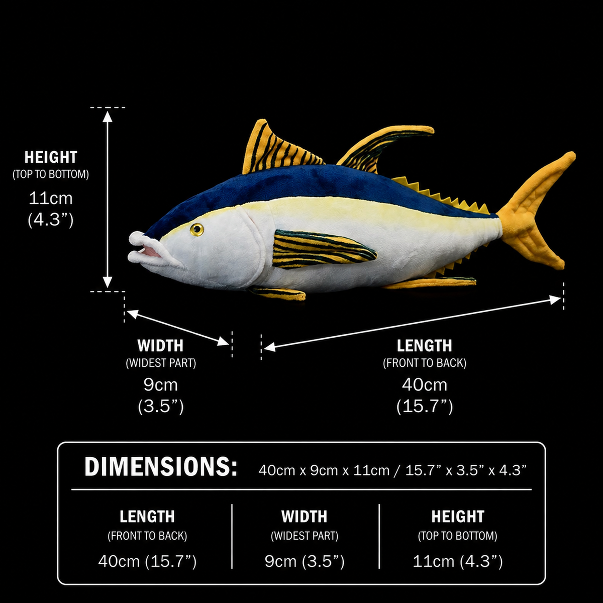 Yellowfin Tuna Fish Soft Stuffed Plush Toy