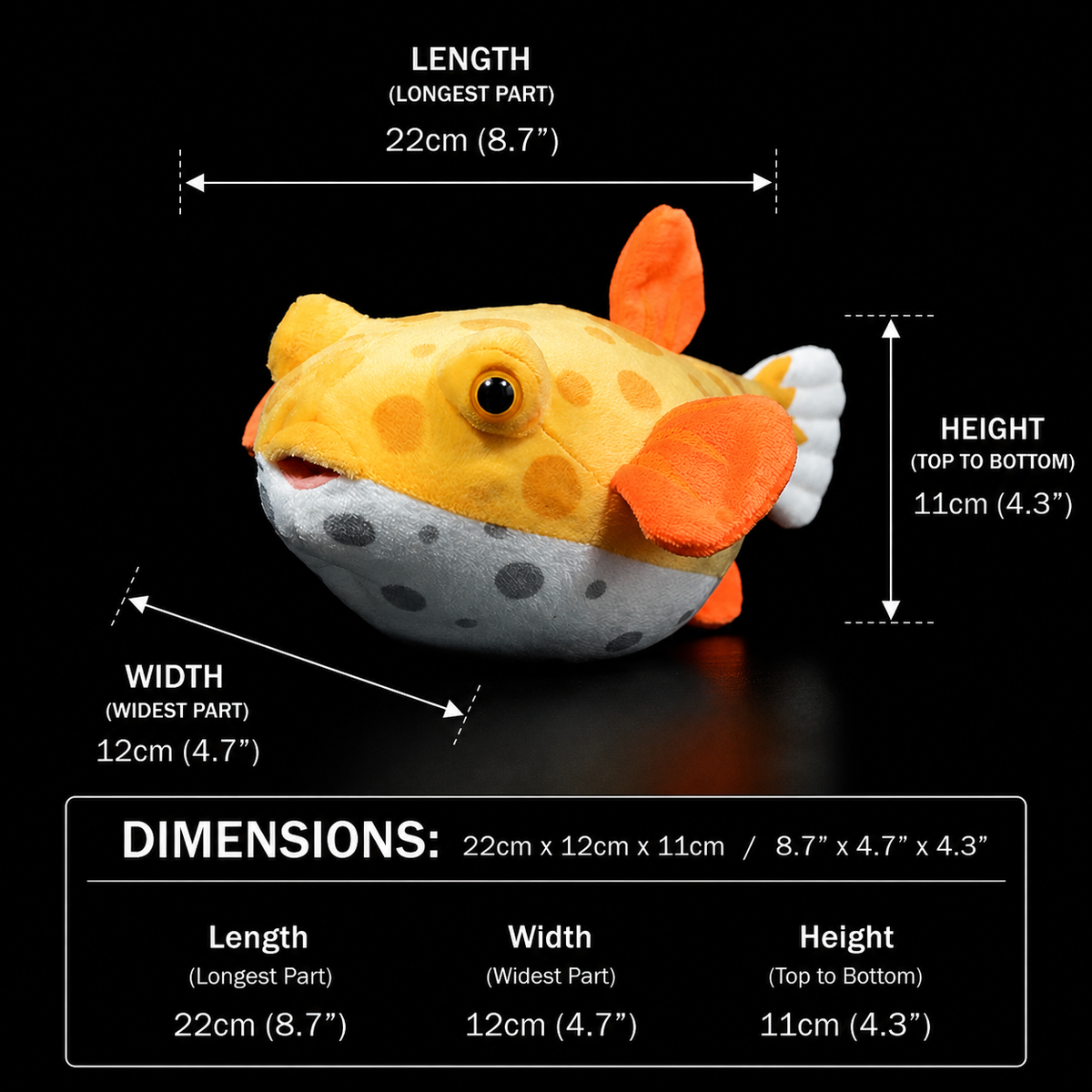 Plyšová plyšová plyšová vycpaná krabička jako živoucí Pufferfish