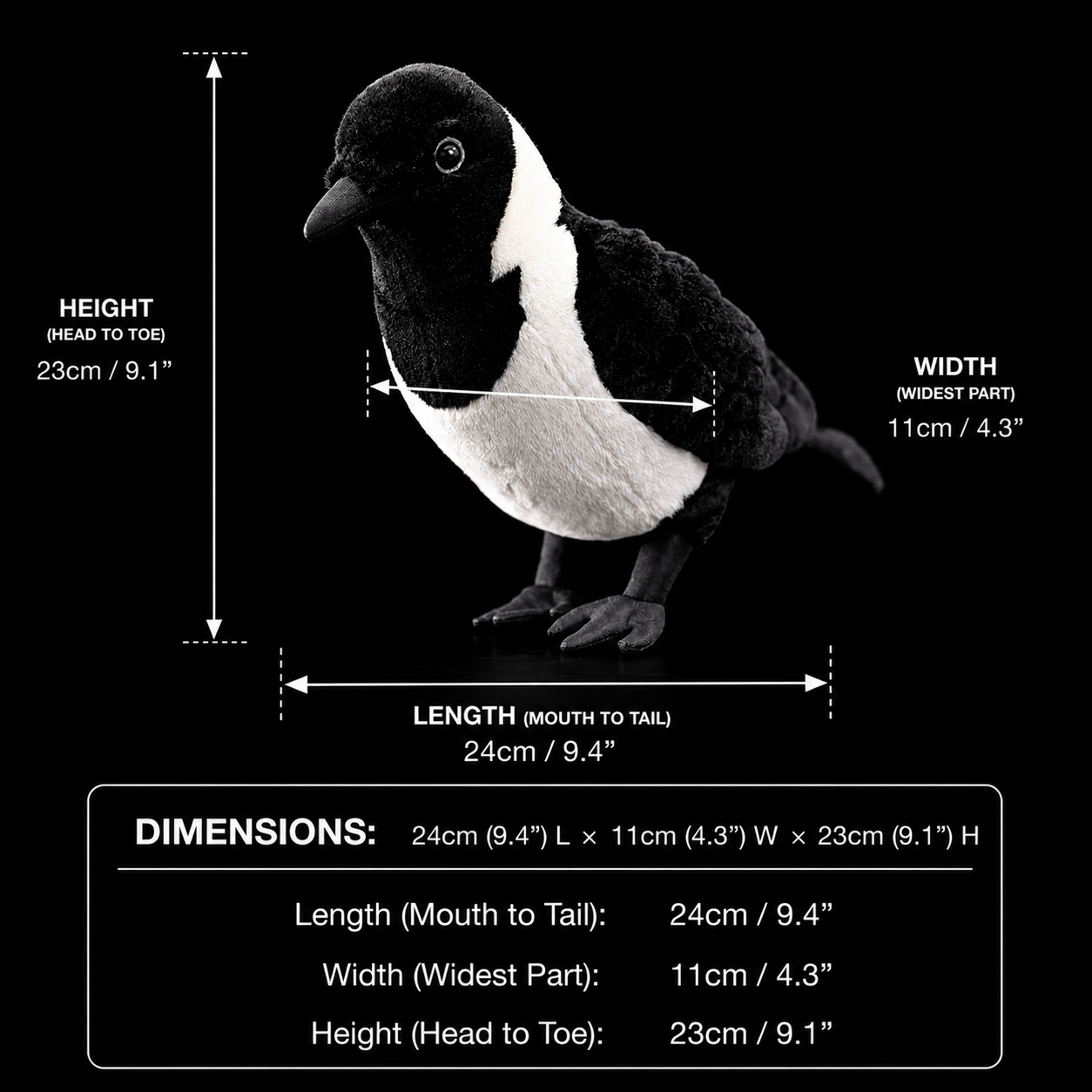 Daurian Jackdaw Soft Stuffed Plush Toy