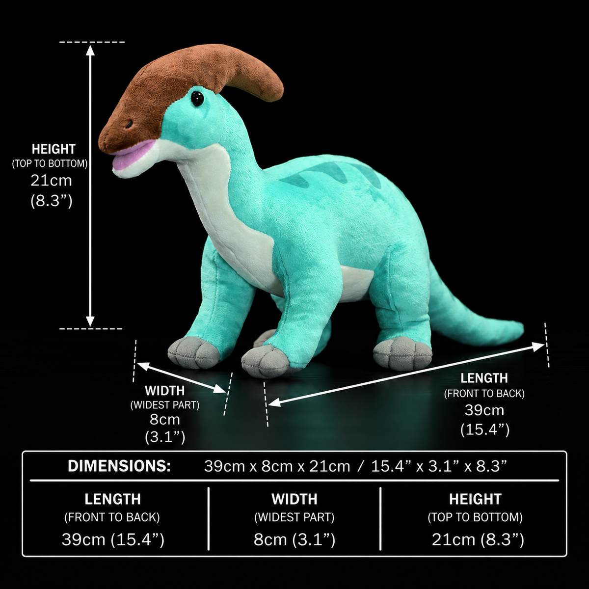 צעצוע קטיפה ממולא רך של Parasaurolophus דינוזאור