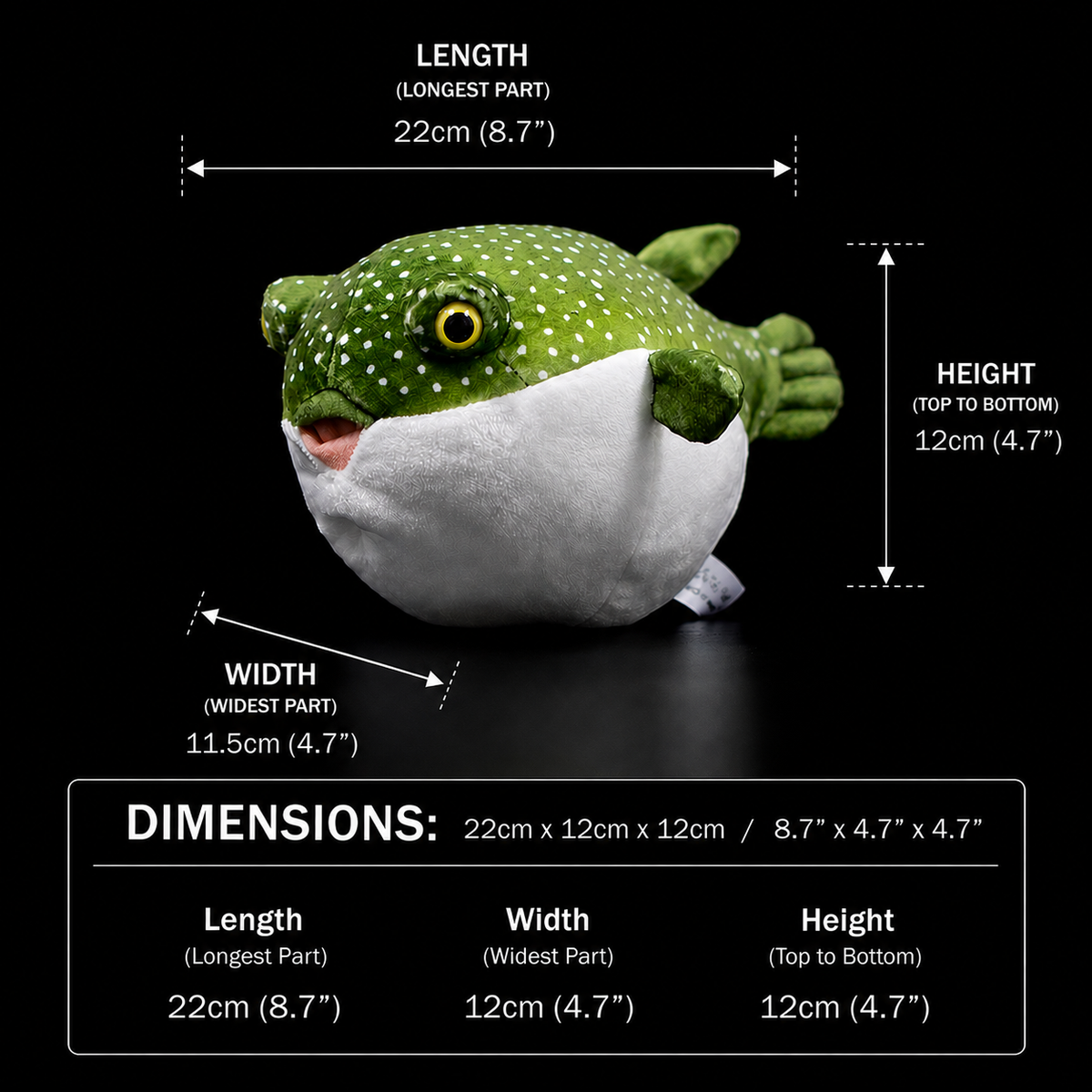 Plyšová plyšová plyšová vycpaná krabička jako živoucí Pufferfish