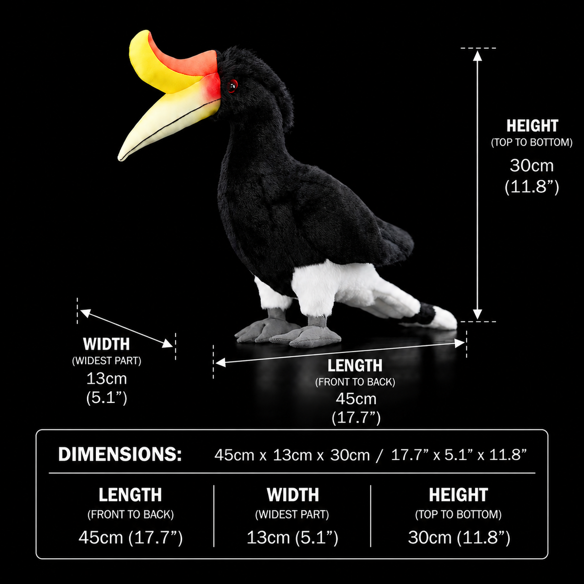 Rhinoceros Hornbill Bird Soft Stuffed Plush Toy