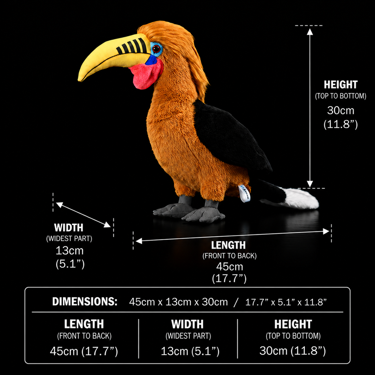 Rufous-necked Hornbill Bird Stuffed Plush Toy