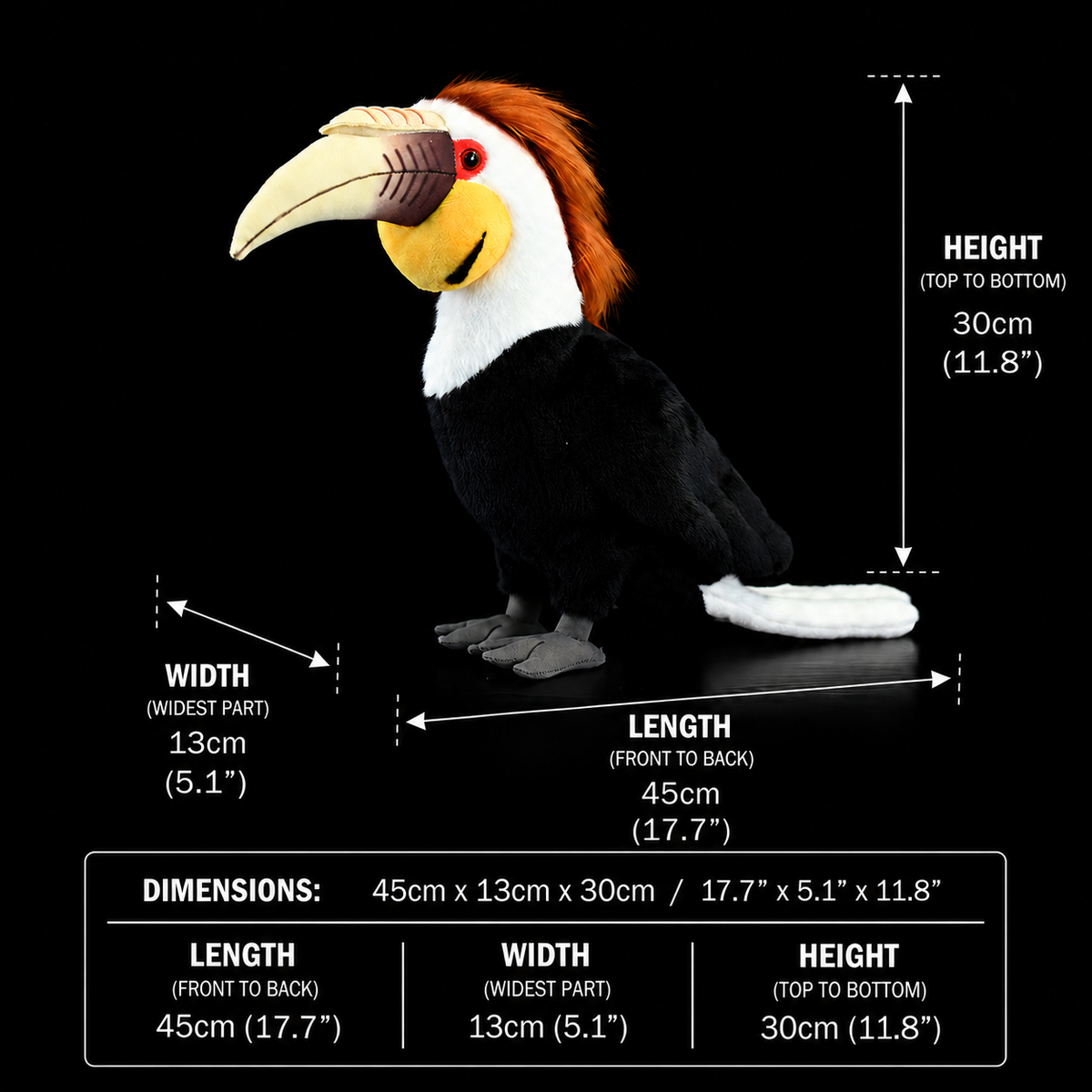 Wreathed Hornbill Bird Soft Stuffed Plush Toy